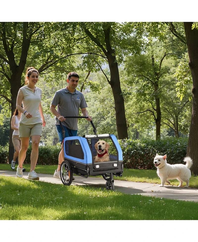 Sugift Dog Bike Trailer 2-in-1 Pet Carrier 88 Lb Capacity with Leash Attachment