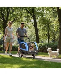 Sugift Dog Bike Trailer 2-in-1 Pet Carrier 88 Lb Capacity with Leash Attachment