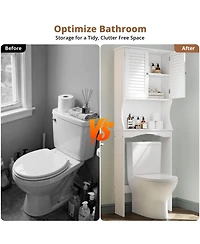 Homfan 66.7" h Bathroom Organizer with Anti-Tip Device, Ventilated Louvered Doors, for Bathroom