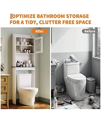 Homfan 68.5" h Bathroom Organizer Space Saver Over Toilet, Wood Rack for Bathroom, Restroom