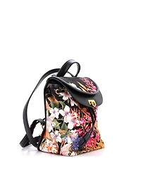 Pre-Owned Salvatore Ferragamo Mini Gancini Flap Drawstring Backpack Printed Gancini Nylon and Leather