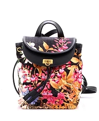 Pre-Owned Salvatore Ferragamo Mini Gancini Flap Drawstring Backpack Printed Gancini Nylon and Leather