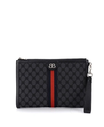 Pre-Owned Balenciaga x Gucci The Hacker Project Web Wristlet Clutch Bb Canvas