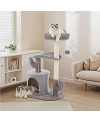 Zeus & Ruta 33" Small Cat Tree Tower: Scratching Post with Curved Bed