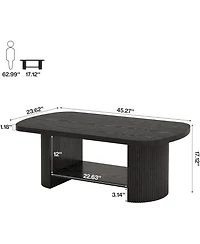 Tribesigns Oval Coffee Table, 45.27" Mid-Century Accent Table