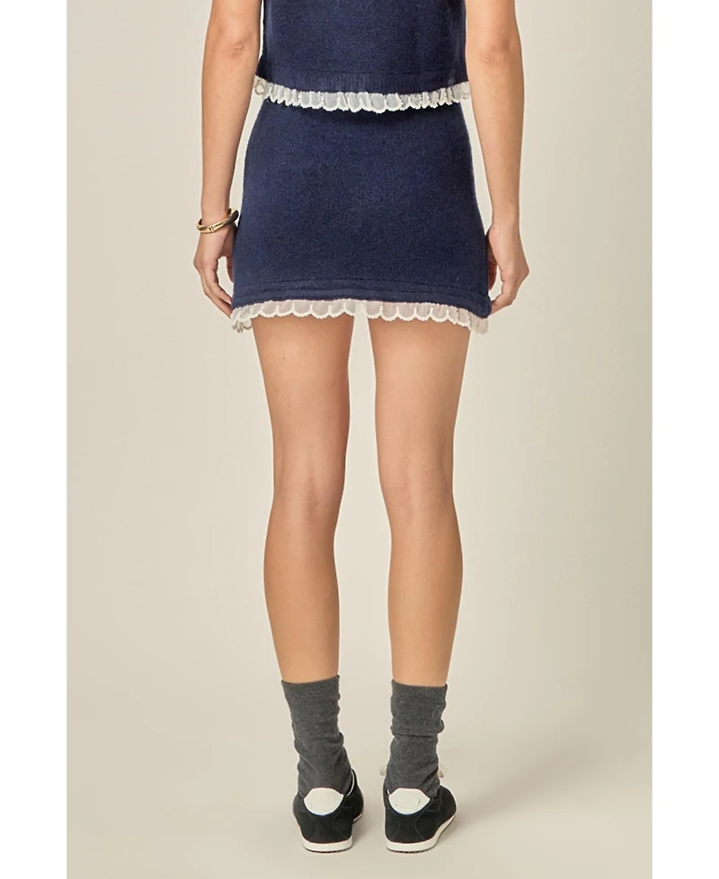 English Factory Women's Scallop Detailed Knit Skirt