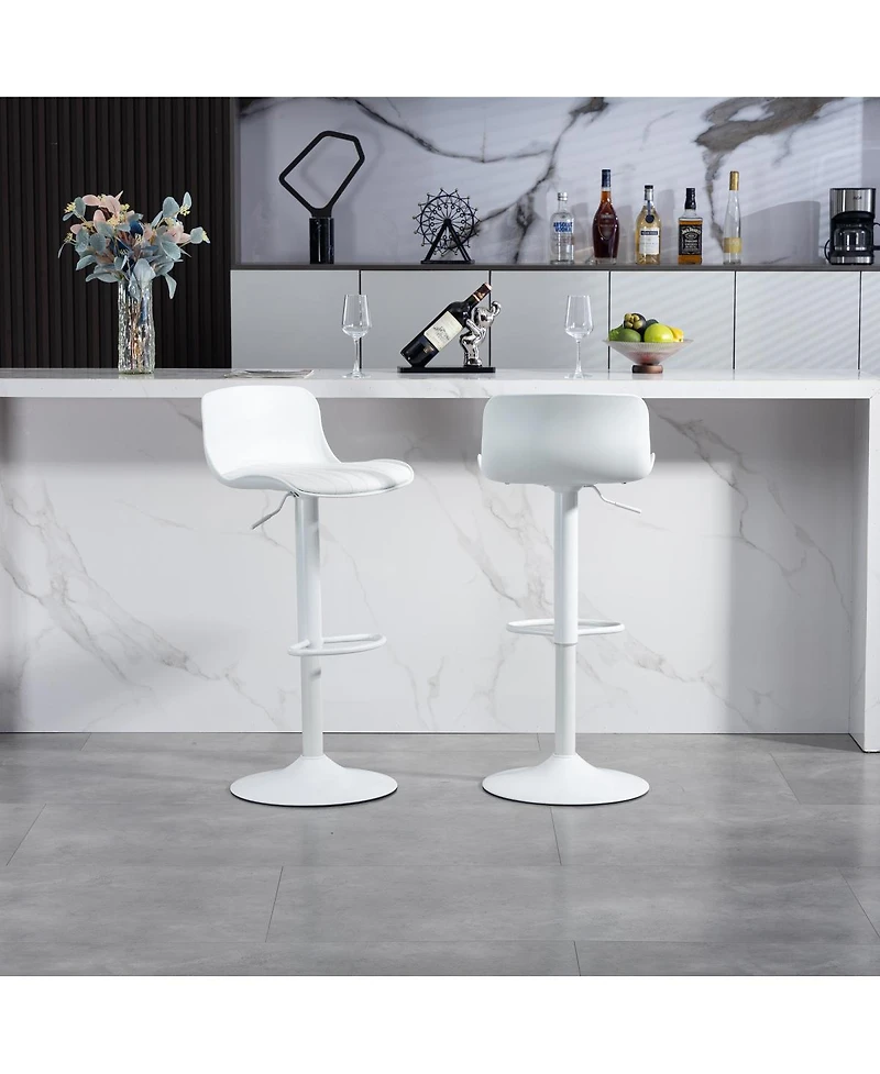 Streamdale Furniture Modern Pu Leather Adjustable Swivel Bar Stools (Set of 2) - White