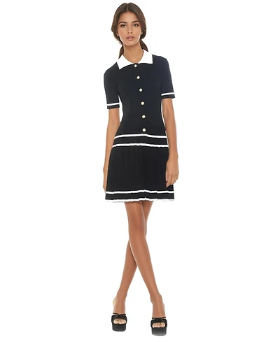 Alexia Admor Women's Lucinda Fully Knit Collared Short Sleeve Dress