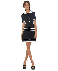 Alexia Admor Women's Lucinda Fully Knit Collared Short Sleeve Dress