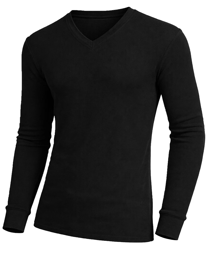 Galaxy By Harvic Men's Long-Sleeve Waffle-Knit V-Neck Thermal T-Shirt