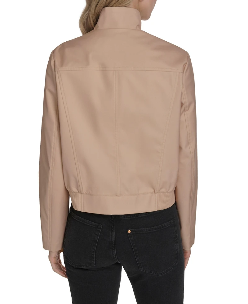 Cole Haan Women's Pinstripe Rain Bomber Jacket