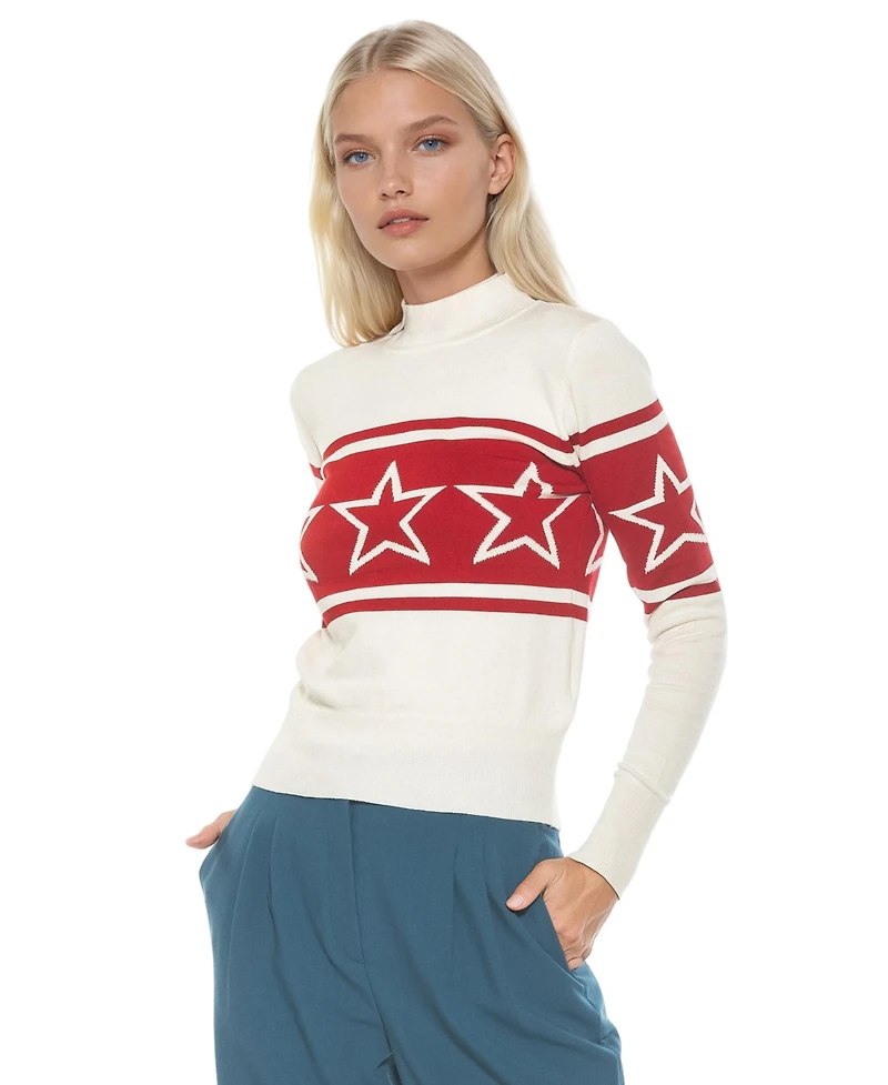 Alexia Admor Women's Lisa Star Mock Neck Sweater