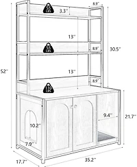 gaomon Litter Box Enclosure with 2 Storage Shelves