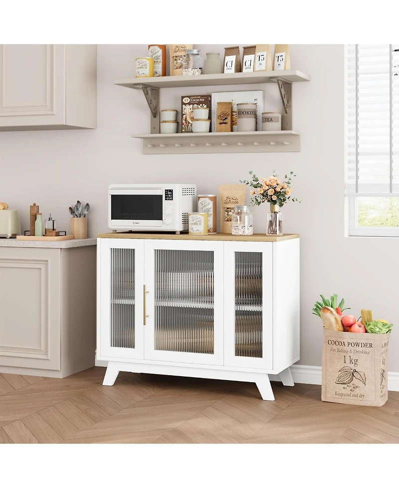 gaomon 36" Sideboard Buffet Cabinet with storage, farmhouse style, glass doors and adjustable shelves for dining room or living room