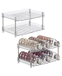 mDesign Free-Stand Stackable 2-Tier Water Bottle Holder, 2 Pack, Clear/Polished