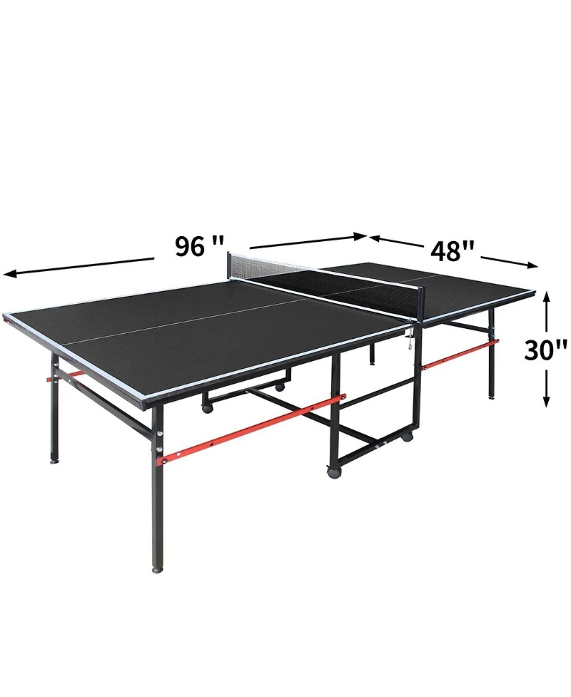 Baofuwish 96 Inch Indoor Foldable Portable Ping Pong Table Mid-Size Tennis Game Set with Net Paddles and Balls for Family Room