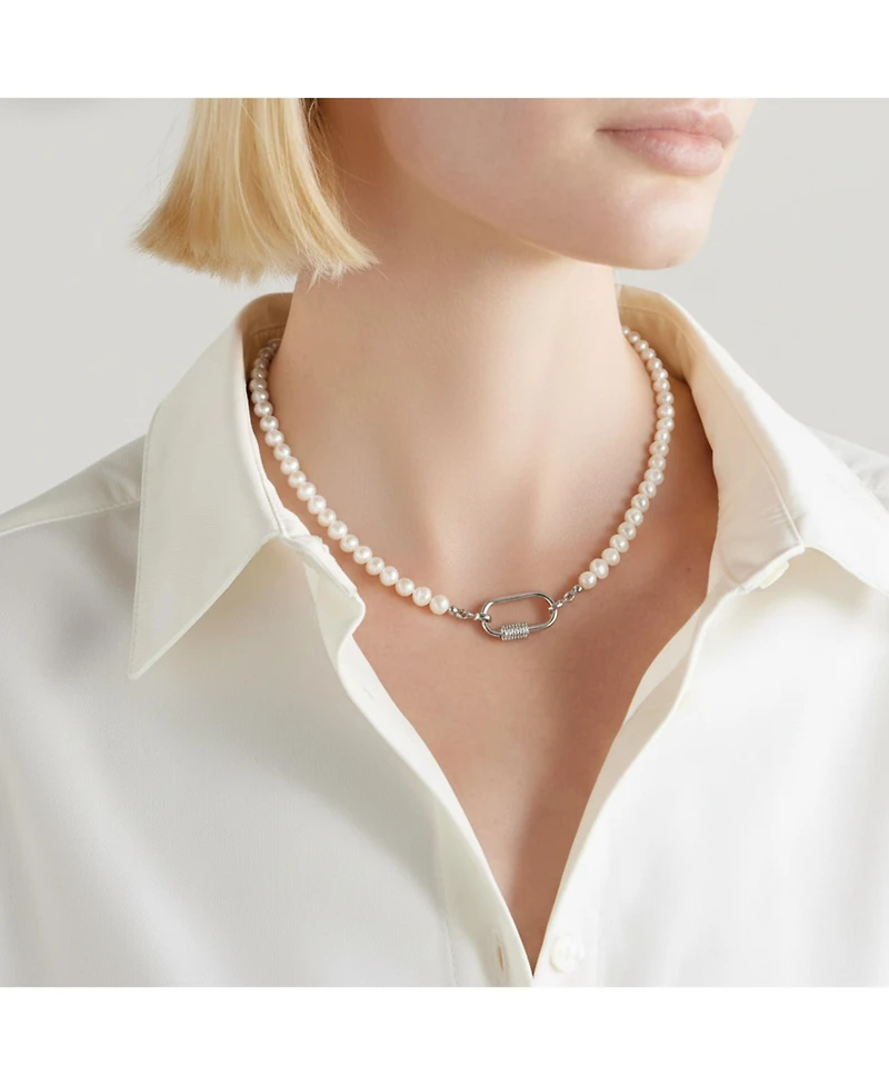 Joey Baby Freshwater Pearl Necklace with Silver Carabiner Clasp