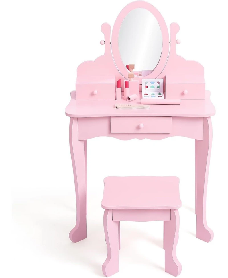 gaomon Kids Vanity Set with Mirror and Stool