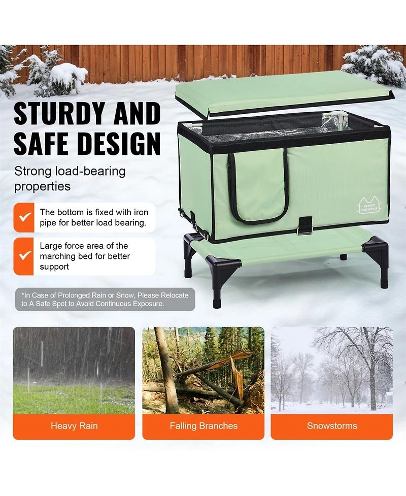 Aostirmotor Heated Elevated Cat House with Pad