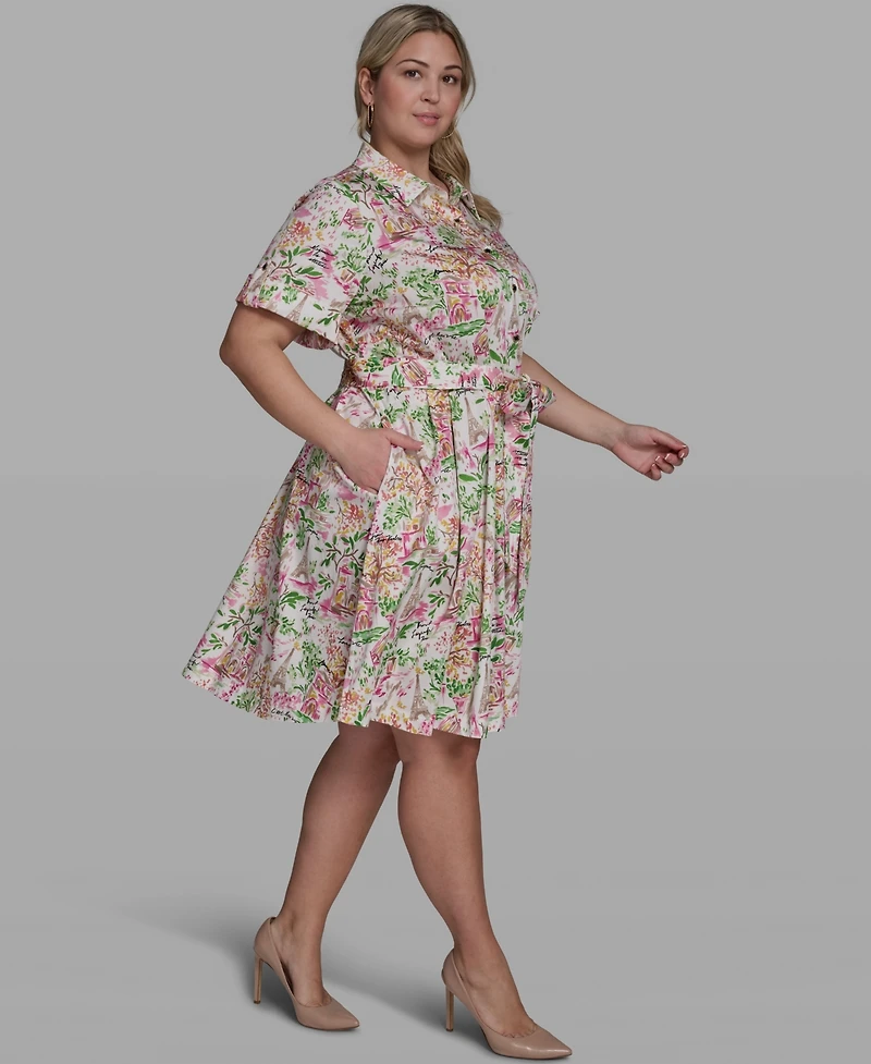 Karl Lagerfeld Paris Plus Printed Collared Dress