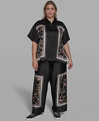 Karl Lagerfeld Paris Plus Printed Soft Wide Leg Pants