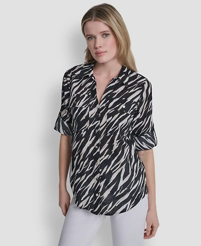 Dkny Women's Printed Long-Sleeve Shirt