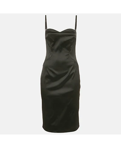 Pre-Owned D&g Womens Black Satin Strappy Sheath Dress