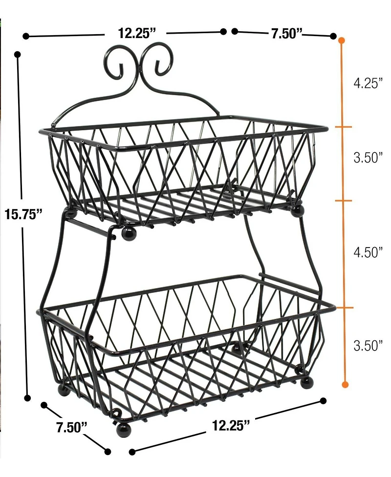Sorbus 2-Tier Wire Bread Basket Stand - for Kitchen Countertop Organization & Display Rack, Fruit & Bread Basket