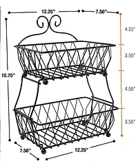 Sorbus 2-Tier Wire Bread Basket Stand - for Kitchen Countertop Organization & Display Rack, Fruit & Bread Basket