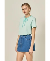 English Factory Women's Beaded Bow T-Shirt