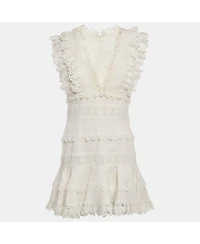 Pre-Owned Zimmermann Women's White Linen Wayfarer Flutter Dress