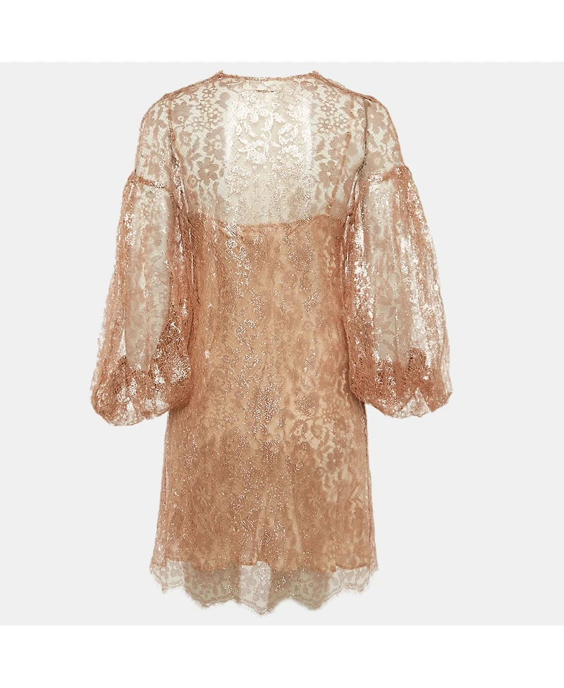 Pre-Owned Zimmermann Womens Rose Gold Lace Mini Dress