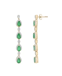 Macy's Emerald (1-5/8 ct. t.w.) and Diamond (1/4 ct. t.w.) Drop Earrings in 14k Yellow Gold