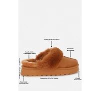 London Rag Women's Portho Faux Fur Slip Flat