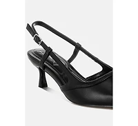 London Rag Womens Luxton Slingback Pin Buckle Kitten Heels