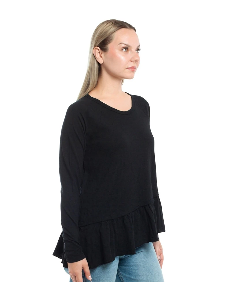 Wilt Clothing Women's Raglan Long Sleeve Asymmetric Peplum