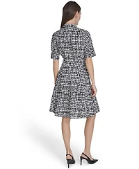 Calvin Klein Women's Collared Chiclet Tiered Midi Dress