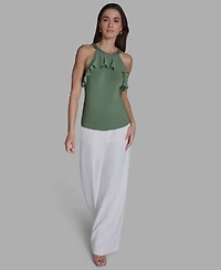 Bcbg Women's Halter Neck Ruffle Tank Top