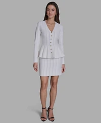 Bcbg Women's Long-Sleeve Button-Front Peplum Top