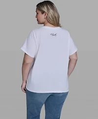Karl Lagerfeld Paris Plus Short-Sleeve Crew Neck Top