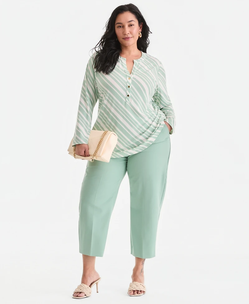 I.n.c. International Concepts Plus Split-Neck Top, Macy's Exclusive
