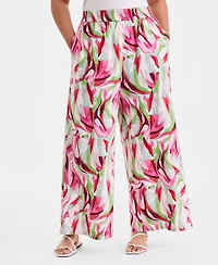 I.n.c. International Concepts Plus Printed Pull-On Wide-Leg Pants, Created for Macy's