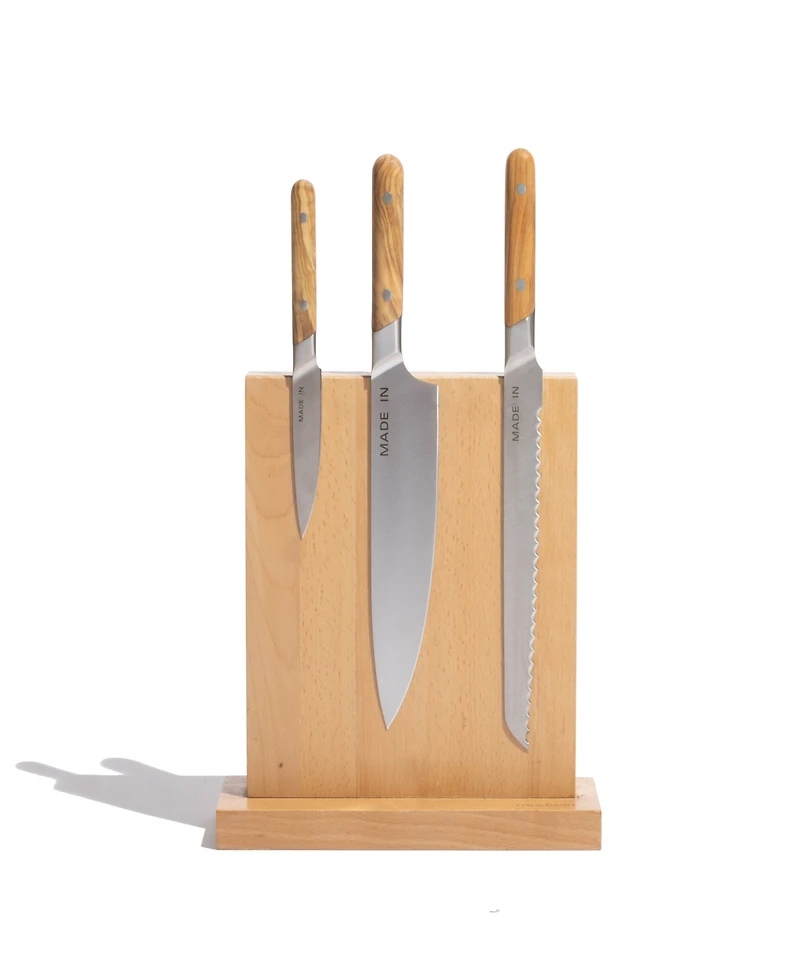 Made In Knife Block 3-Pc. Knife Set and Wood Handles