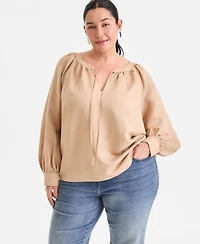 I.n.c. International Concepts Plus Bubble-Sleeve Top, Created for Macy's