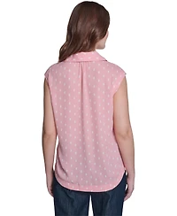 Tommy Hilfiger Women's Sleeveless Dot Collared Blouse