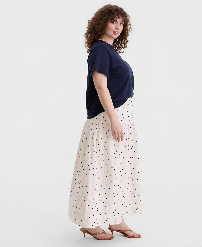 On 34th Trendy Plus Size Dot Print Maxi Skirt, Macy's Exclusive