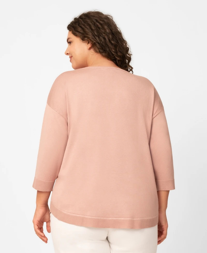 Melissa Paige Plus Size Heart Textured Sweater, Macy's Exclusive