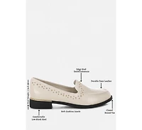 London Rag Womens Gonia Studded Faux Leather Loafers