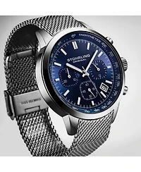 Stuhrling Chronoport 4082 Men s Quartz Chronograph Watch, 44mm Stainless Steel Mesh Bracelet