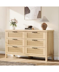 gaomon Fluted Dresser for Bedroom with 6 Drawers, 47.4 Wide Chest of Large Drawers Clothes Storage Cabinet, Wood Dresser, Tv Stand